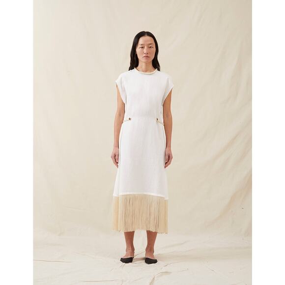 Attersee The Fringe Linen Dress - XS Oyster - Picture 1 of 7